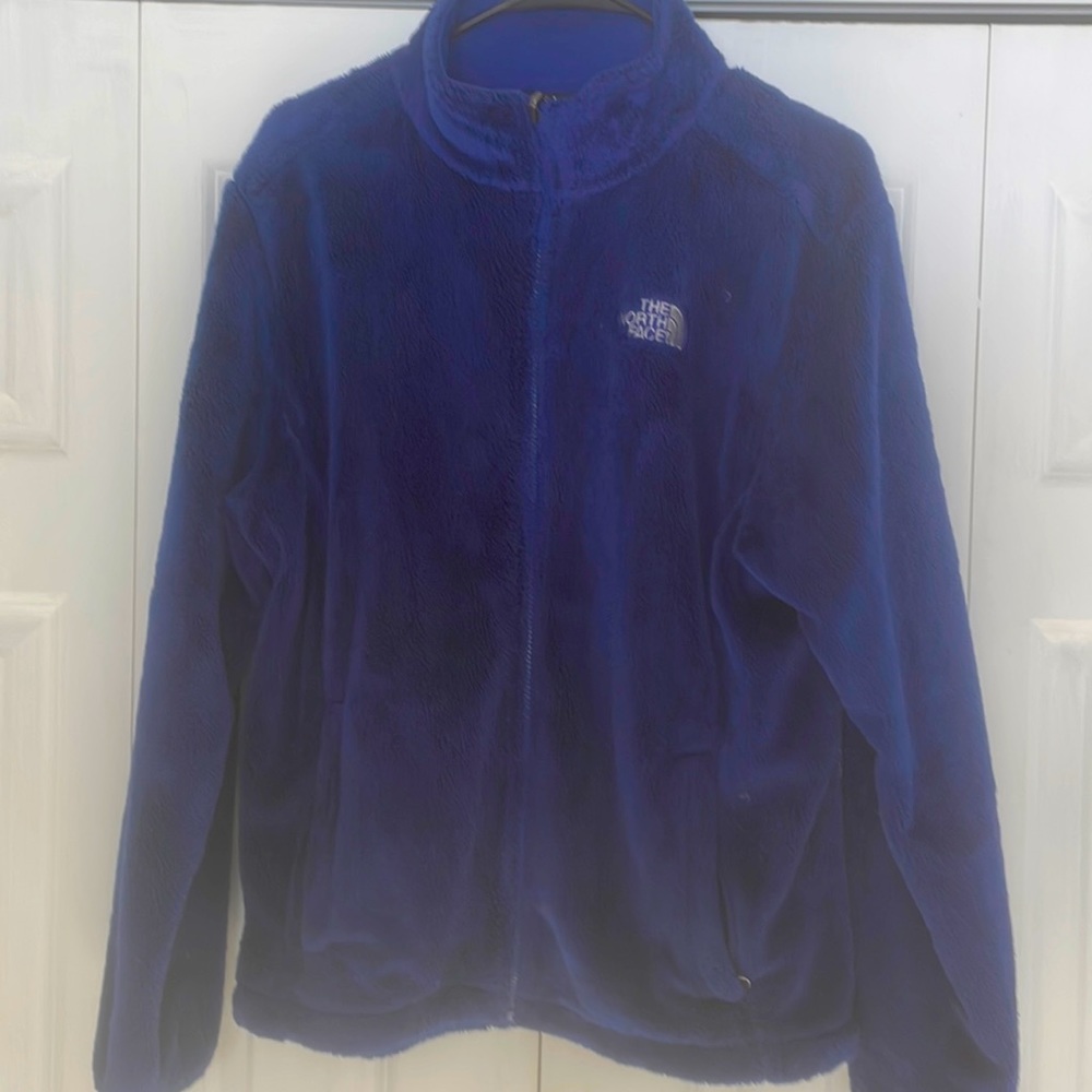 North Face zip up furry jacket
